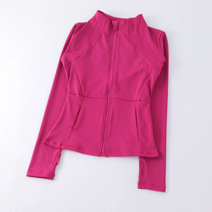 Chaqueta de cuello redondo de alta elasticidad
